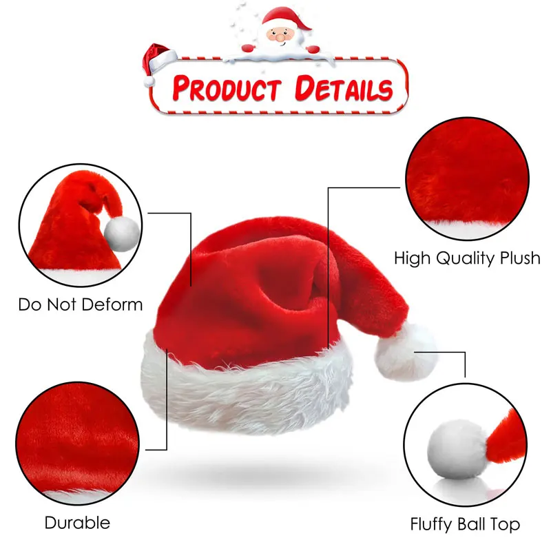 christmas santa hat xmas long plush holiday red hat for adults and kids unisex 2025 new year festive party supplies gifts christmas santa hat xmas long plush holiday red hat for adults and kids unisex 2025 new year festive party supplies gifts