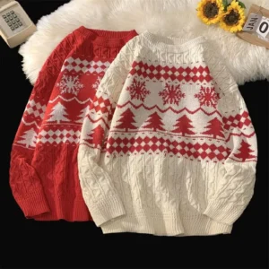 men's plaid coat mens and womens christmas fashion casual personality retro christmas printed couple sweater pullover 12 gift