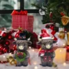Festive Highland Cow Figurine with Santa Hat and Wreath Decoration Resin Sculpture for Home or Office Holiday Display